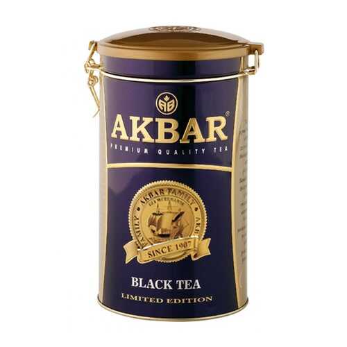 Чай Akbar Limited Edition, черный крупнолистовой, подарочный, жесть с клипсой, 150 гр в Газпромнефть