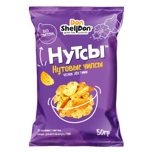 Чипсы Don Shelldon Нутсы нутовые со вкусом чеснока, льна и тмина 50 г в Газпромнефть