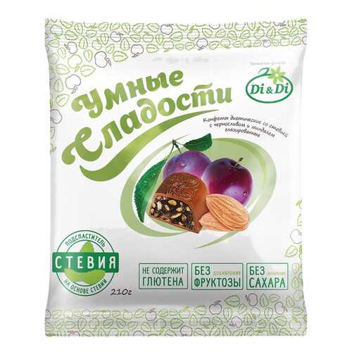 Конфеты со стевией Умные сладости с черносливом и миндалем глазированные 210 г в Газпромнефть