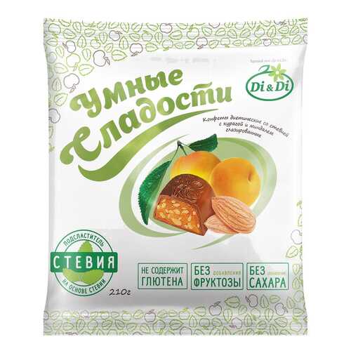 Конфеты со стевией Умные сладости с курагой и миндалем глазированные 210 г в Газпромнефть