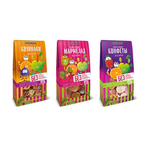 Микс Живые снеки Ассорти (Жевательные конфеты, 35г, Козинаки, 55г, Мармелад, 70г) в Газпромнефть