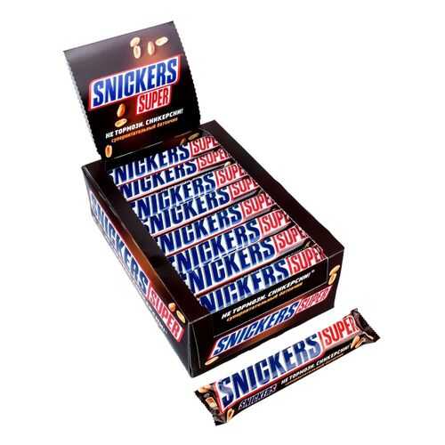 Батончик шоколадный Snickers Super коробка 32 штуки по 95 г в Газпромнефть