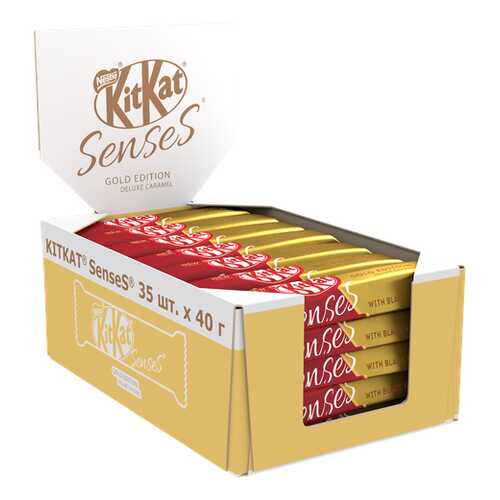 Белый шоколад KITKAT SENSES GOLD EDITION. DELUXE CARAMEL и молочный с вафлей 35шт по 40 г в Газпромнефть