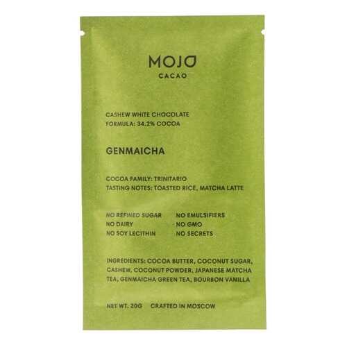 Шоколад белый веганский с зеленым чаем Mojo Cacao Genmaicha 20 г, Россия в Газпромнефть