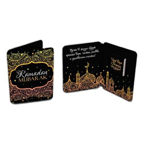 Шоколад Chokocat Ramadan Mubarak. Чёрно-золотая, молочный, мини-открытка, 5 гр в Газпромнефть