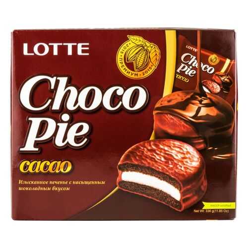 Печенье Lotte choko pie cacao с насыщенным шоколадным вкусом 336 г в Газпромнефть