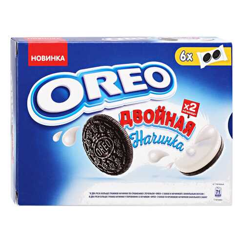 Печенье Oreo с какао и двойной начинкой с ванильным вкусом 170 г в Газпромнефть