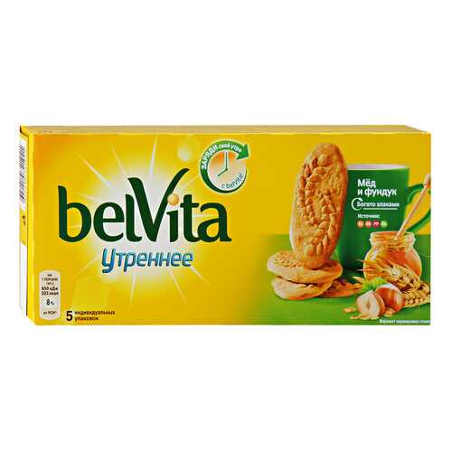 Печенье сахарное BELVITA мед/фундук 225г*5 шт в Газпромнефть