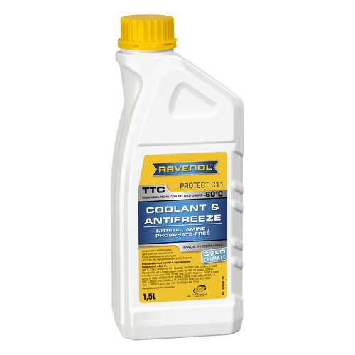 Антифриз RAVENOL TTC COLD CLIMATE G12 желто-зеленый готовый 1.5л в Газпромнефть