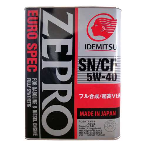 Моторное масло Idemitsu Zepro Euro Spec SN/CF 5W-40 4л в Газпромнефть